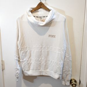 PINK cowl neck pullover. Size medium. White, black, gold.